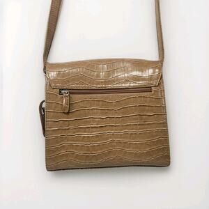 Vintage Liz Claiborne Purse Tan Embossed Faux Crocodile Small Shoulder Purse